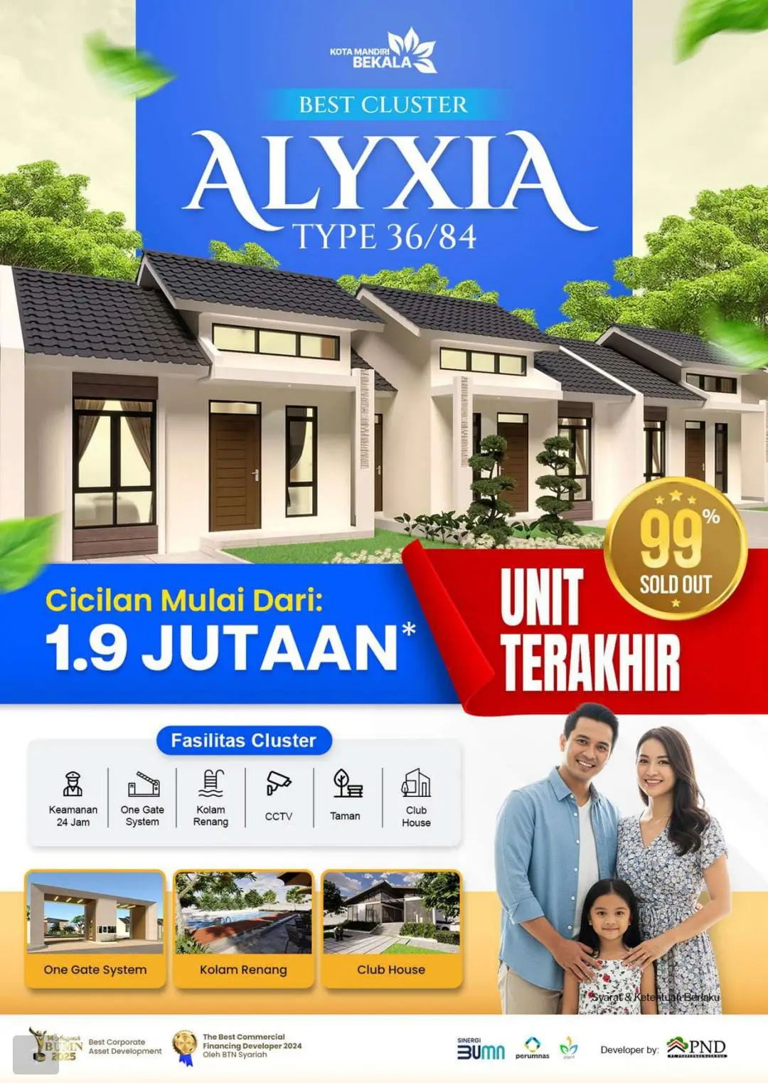 Rumah murah Cluster Alyxia Kota Mandiri Bekala Medan tipe 36/84 dengan cicilan mulai 1,9 jutaan dan fasilitas lengkap