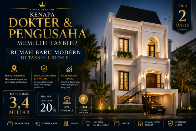 Rumah Baru Tasbih 1 Blok E Medan desain classic modern 3 lantai lokasi favorit dokter dan pengusaha